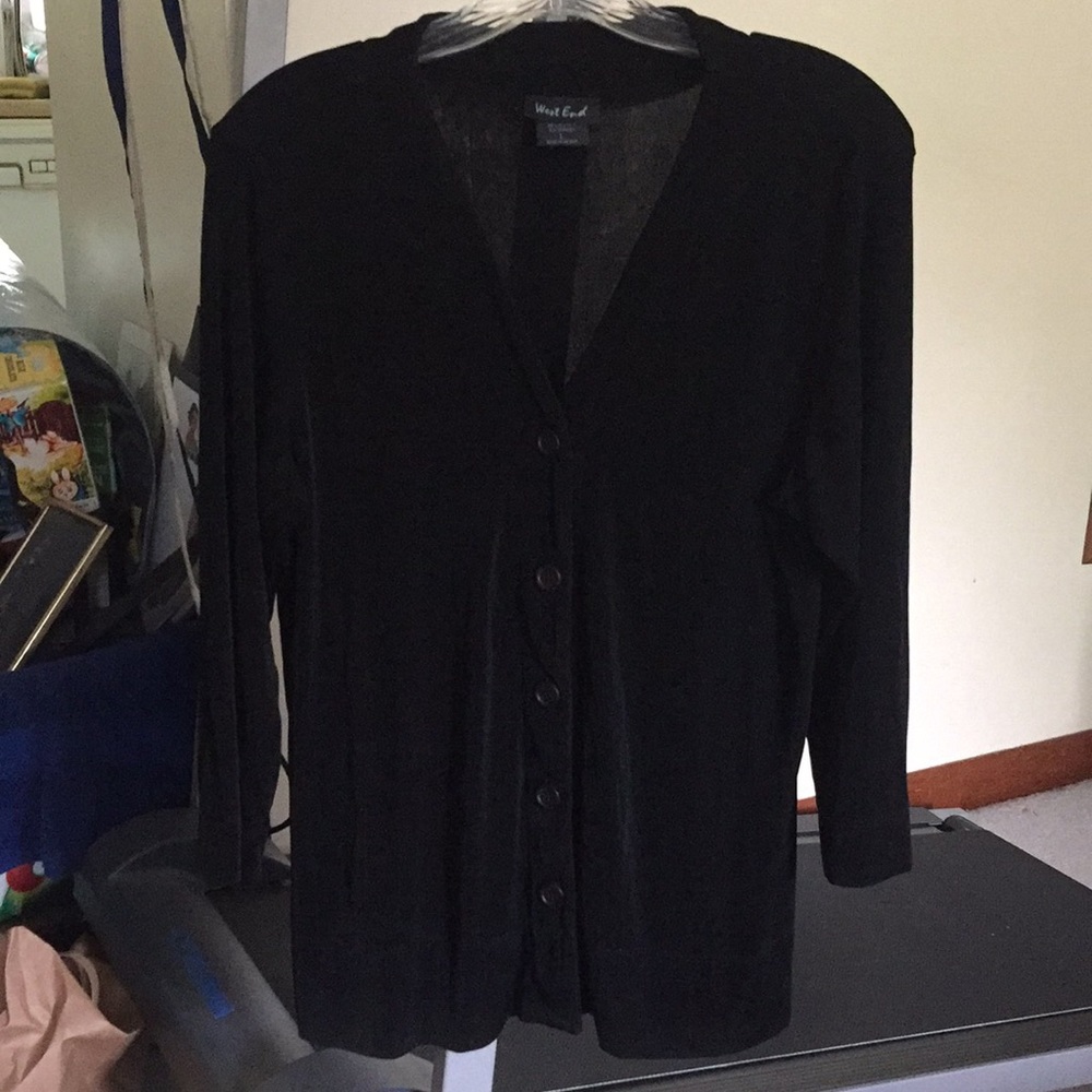 West End Black Buttoned Blouse L